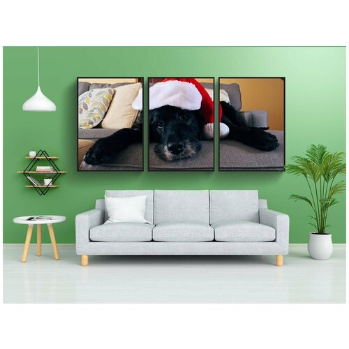 фото Набор модулных постеров для интерьера "собака, рождество, домашний питомец" 60x90 см. в тубусе, без рамки lotsprints