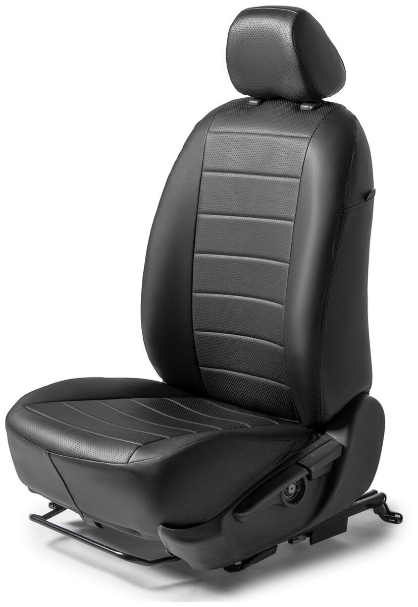Авточехлы Rival Строчка (зад. спинка 40/60) для сидений Skoda Octavia A8 лифтбек (с задним подлокотником) 2020-н. в, эко-кожа, черные, SC.5110.1