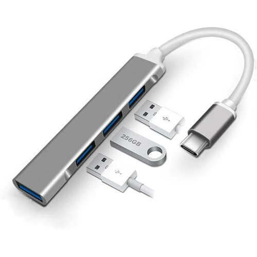 USB-концентратор Type-C х 4 USB порта Серый металлик usb концентратор xo hub10 серый металлик