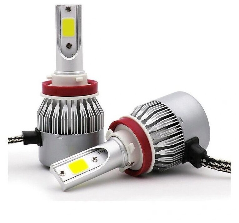 RecamLux / H11 лампа светодиодная для авто 2шт. LED C6 (ярче ксенона) 12/24V 6000K 3800Lm / Замена ксенона и галогеновой лампы для машины