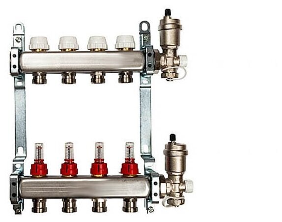 Коллекторная группа VIEIR 1"x 4 выхода с расходомерами, без кранов