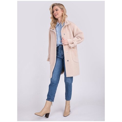 фото Пальто из искусственного меха 05, каляев, размер 46, бежевый