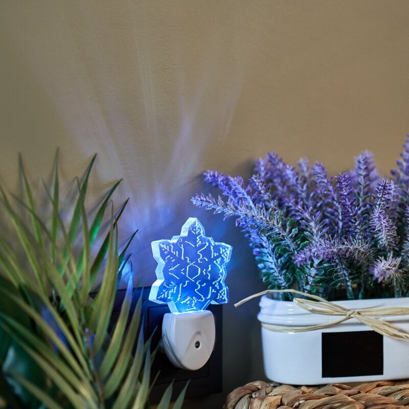 Ночник Снежинка хамелеон мультиколор 230 В, RGB свет, цвет белый Rexant - фото №2