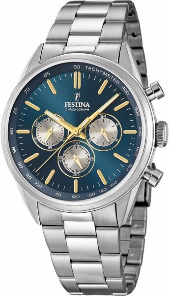 Наручные часы FESTINA Timeless Chrono F16820. C, синий, серебряный