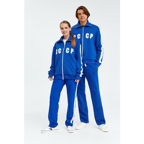 Костюм Gourji, олимпийка и брюки, силуэт прямой, размер S, синий