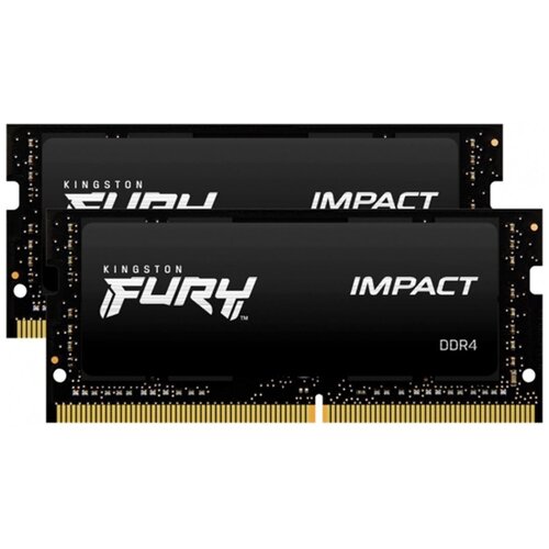 Оперативная память Kingston FURY Impact 32 ГБ (16 ГБ x 2 шт.) DDR4 3200 МГц SODIMM CL20 KF432S20IBK2/32 оперативная память для ноутбука 64gb 2x32gb pc4 25600 3200mhz ddr4 so dimm cl20 kingston fury impact kf432s20ibk2 64