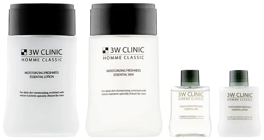 Набор уходовой косметики для мужской кожи 3W Clinic Homme Classic Moisturizing Freshness Essentia 2 Items Set