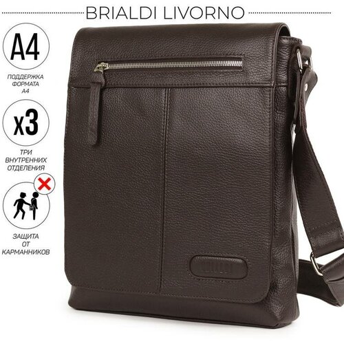 Сумка кросс-боди BRIALDI, фактура зернистая, коричневый