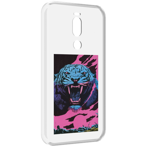 Чехол MyPads лев с розовыми зубами для Meizu X8 задняя-панель-накладка-бампер