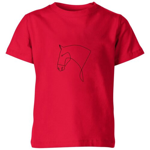фото Детская футболка «лошадь в изящную линию» (128, красный) us basic