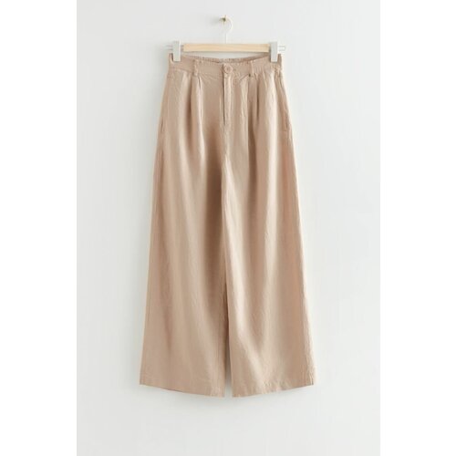 фото Широкие льняные брюки с завышенной талией - бежевый - 34 & other stories