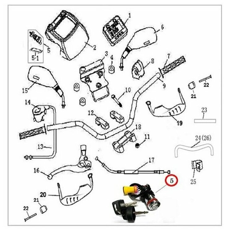 Замок зажигания ATV 300B 53010013 LU015098 LU034791