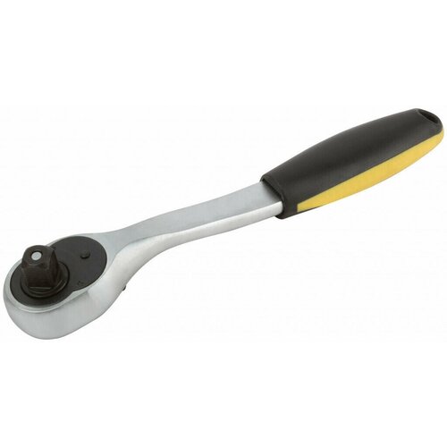 Вороток (трещотка) crv, черно-желтая прорезиненная ручка, Профи 1/2, 72 зубца пластиковый подвес для торцевых головок stels 1 2 13800