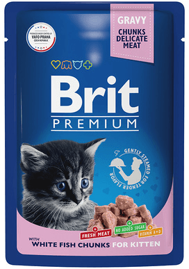 Пауч Brit Premium для котят белая рыба в соусе 85гр, 4шт - фотография № 5