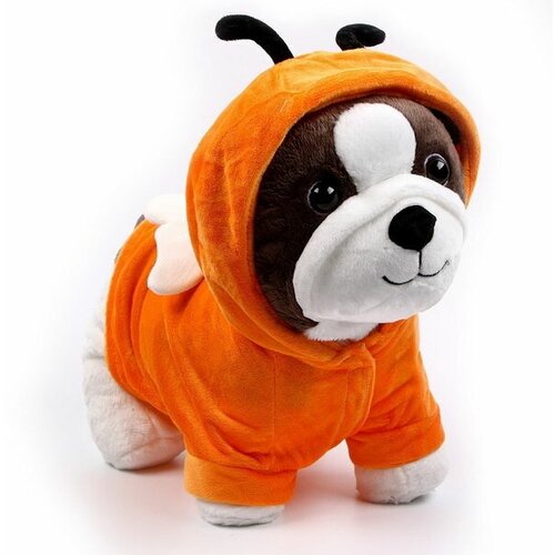 Мягкая игрушка Собака, в кофте, 30 см, цвет оранжевый