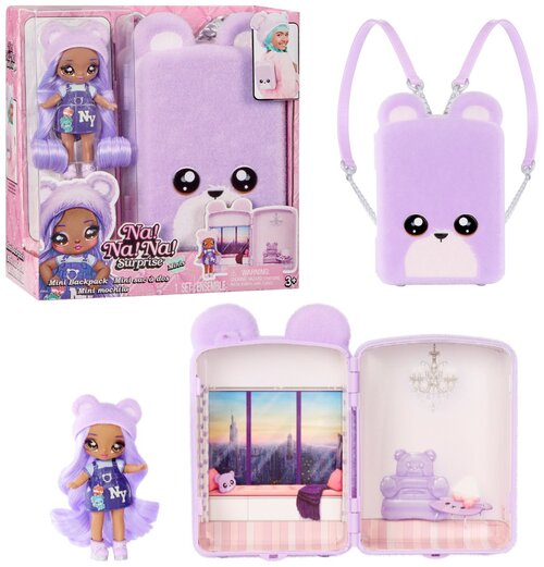 Na! Na! Na! Surprise - Violet рюкзак City Bear +кукла Mini Fashion 590408-НаНаНа сиреневый мини-рюкзак +мини кукла