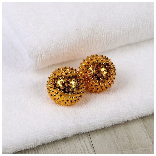 Набор массажёров 2шт пластик магнит универс Шары d55см золот пакет 3530683 357₽