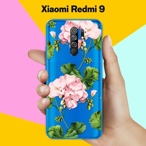 Силиконовый чехол Розовые цветы на Xiaomi Redmi 9 чехол книжка на xiaomi redmi 9 сяоми редми 9 c принтом розовые сердечки золотистый