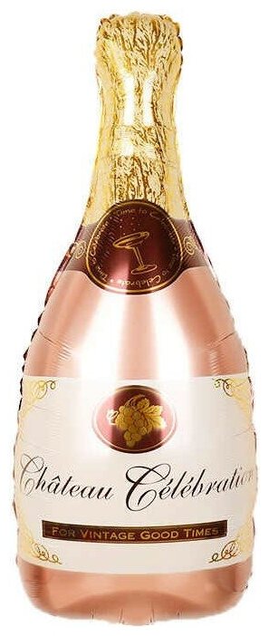 Шар (40'/102 см) Фигура, Бутылка Шампанское, Розовое Золото, 1 шт.
