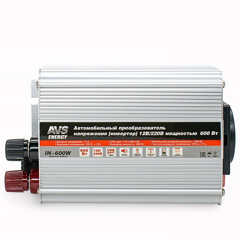 Преобразователь напряжения 24/220V инвертор автомобильный AVS IN-600W-24 A07044S