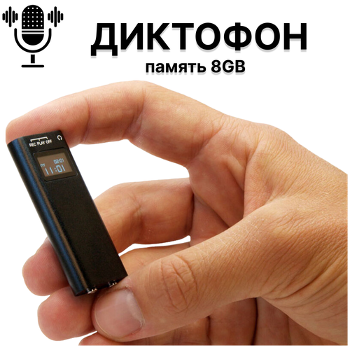 диктофон мини активированный запись аудио цифровой маленький профессиональный цифровой диктофон черный Цифровой диктофон с дисплеем ALIS-D, датчик звука, АРУ, крепление на одежду, память 8GB