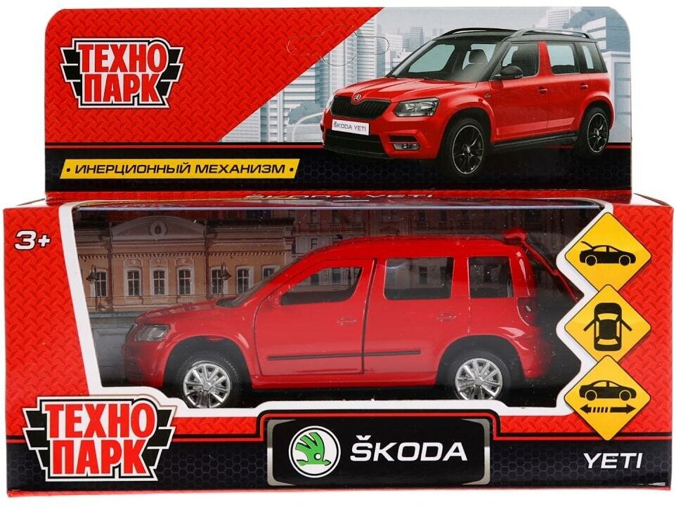 Машина металл "Skoda Yeti" 12 см. открываются двери, инерционная Технопарк YETI-RD