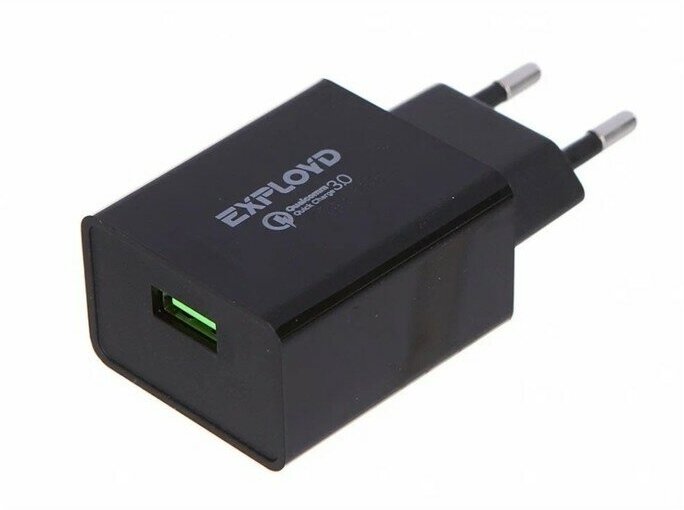 Сетевое зарядное устройство Eхployd Eх-Z-1146, USB, 3 A, 18 Вт, быстрая зарядка, черное