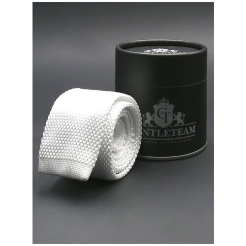 Галстук GENTLETEAM вязаный белый однотонный