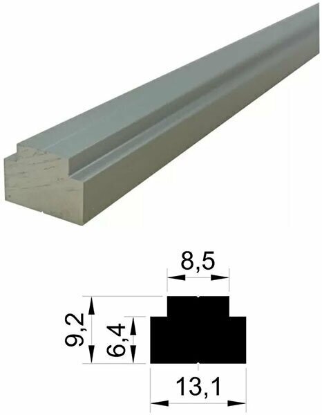 Профиль ползуна алюминиевый Т-образный 13 мм, анод, серебро матовое, 0,75 м Woodwork