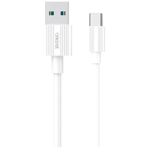 Кабель USB - Type-C Celebrat CB-09T, 1.0м, круглый, 2.1A, силикон, цвет: белый кабель type c 1м cbr cb 502 круглый серебристый