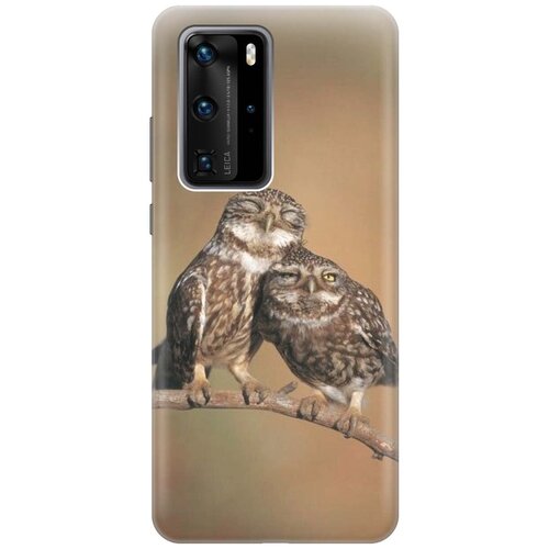 фото Ультратонкий силиконовый чехол-накладка для huawei p40 pro с принтом "пара совушек" gosso