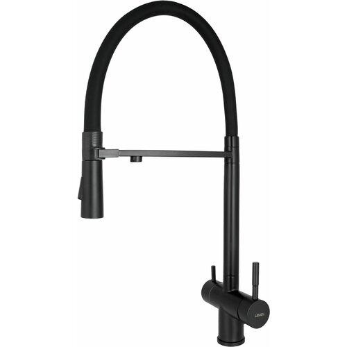 Смеситель для кухни под фильтр, с съемным силиконовым изливом на магните, высокий, поворотный 360 градусов, нержавеющая сталь, черный