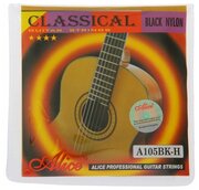 Alice Струны для классической гитары Alice A105BK, черный нейлон-посеребренная медь, норм. натяж.