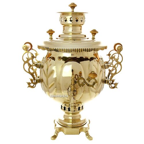 Угольный самовар на дровах 4,5 литра желтый шар завод Штамп, арт. 250528