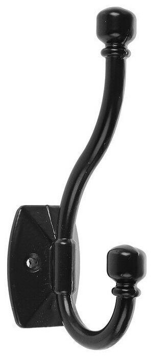 Крючок мебельный двухрожковый тундра КМ03SH, цвет черный матовый - фотография № 7