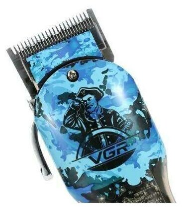 Профессиональная машинка для стрижки волос, бороды и усов VGR V-685, синий камуфляж, шейвер, электробритва - фотография № 4