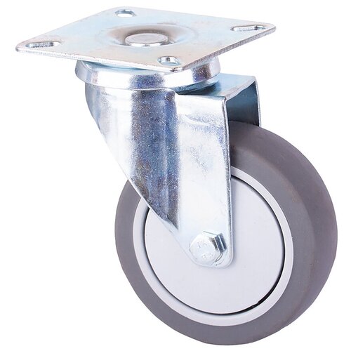 Опора колесная поворотная пластик/резина на площадке 75 мм серая (1 шт.)