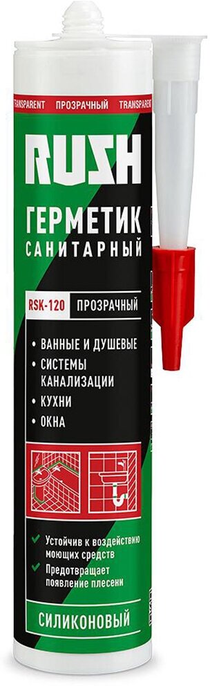 Герметик силиконовый санитарный Rush RSK-120 240 мл прозрачный