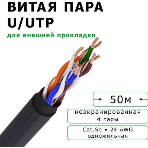 Кабель Gekar-lan U/UTP CU Cat5e PVC/LDPE 4х2х0,52, неэкранированный, для внешней прокладки