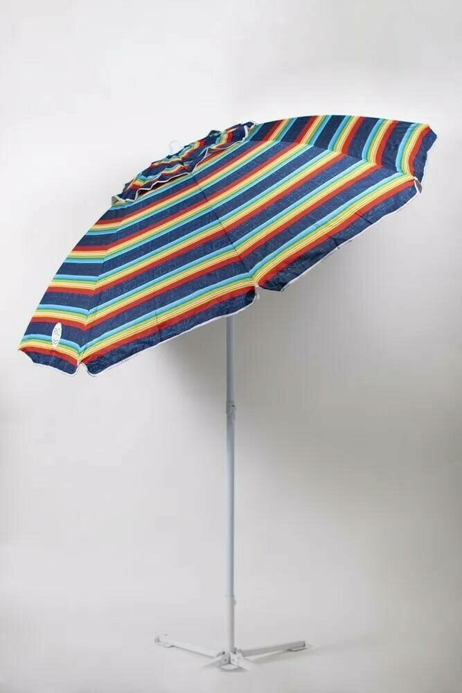 Зонт пляжный, солнцезащитный 2.0 м , 8 спиц метал бел. ткань-оксфорд с серебром внутри. С клапаном и наклоном. - фотография № 3