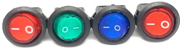 4 ШТ. Выключатель круглый ON-OFF с подсветкой 12В Micro (разные цвета)