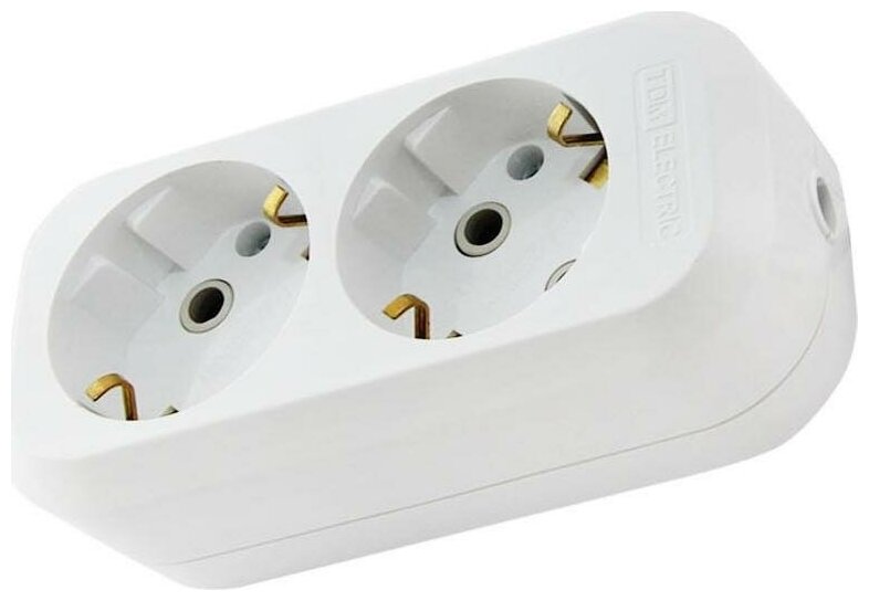 фото Колодка TDM Electric двухместная с заземлением IP20 белый