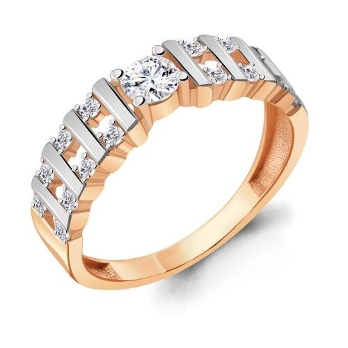 фото Кольцо из золочёного серебра aquamarine а68860а-пк с фианитом diamant-online