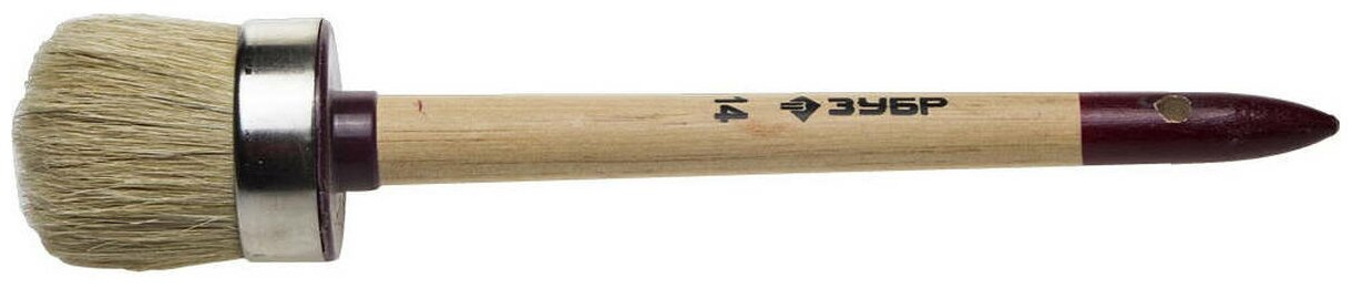 Круглая кисть ЗУБР Универсал 50мм светлая натуральная щетина деревянная ручка 01501-50