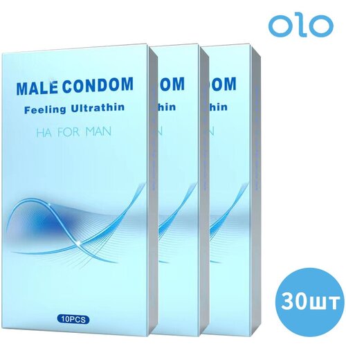 Презервативы OLO обнаженное чувство, Ультратонкий, 30шт(3 кро. по10 шт) презервативы olo чёрные супертонкие с гиалуроновой кислотой 10 шт