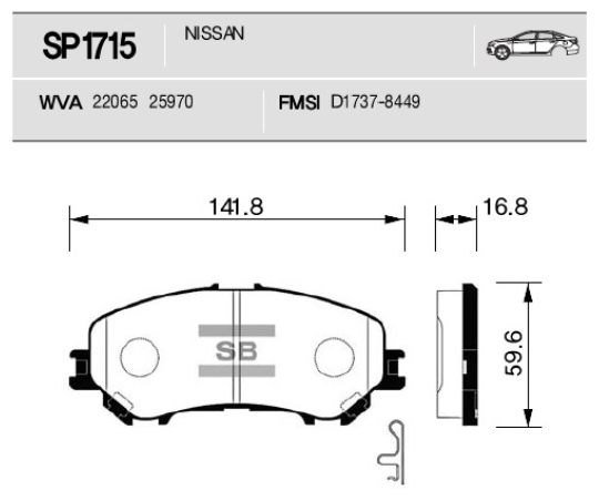 SANGSIN колодки тормозные ПЕР SP1715