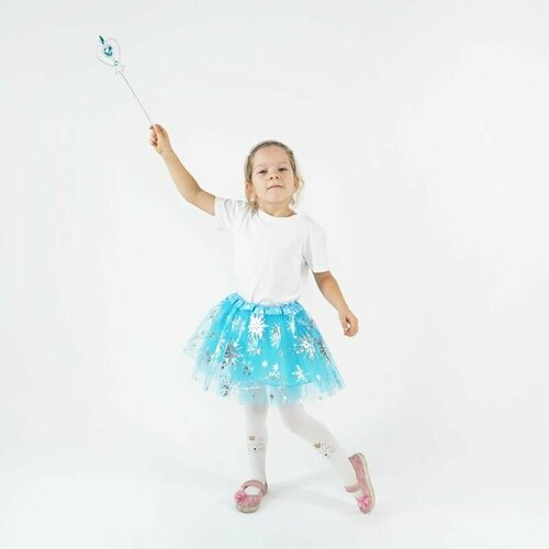 Карнавальный костюм Снежинка, Небесно-голубой, 4 предмета, размер 104-110 корона снежинка для девочки