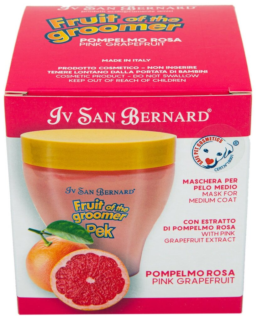 Маска Iv San Bernard Fruit of the Groomer Pink Grapefruit восстанавливающая для шерсти средней длины с витаминами 1 л - фотография № 12