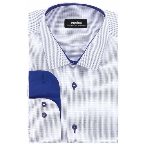 фото Рубашка мужская длинный рукав casino c224/15/160/z/1, полуприталенный силуэт / regular fit, цвет синий, рост 174-184, размер ворота 40