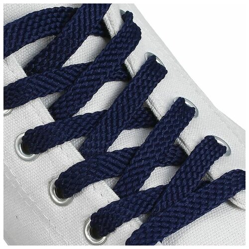 Шнурки для обуви, плоские, 8 мм, 120 см, пара, цвет синий
